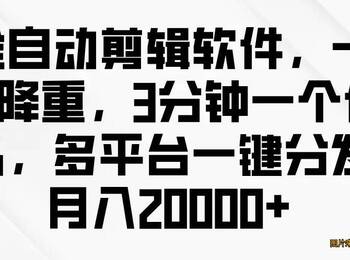 2024全自动剪辑软件 一键降重，多平台一键分发月入2W+